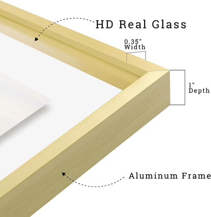 Frametory, Floating Picture Frame 12x16 - Black Aluminum Metal Photo Frame - Real Glass of Front - for Wall Mount Display