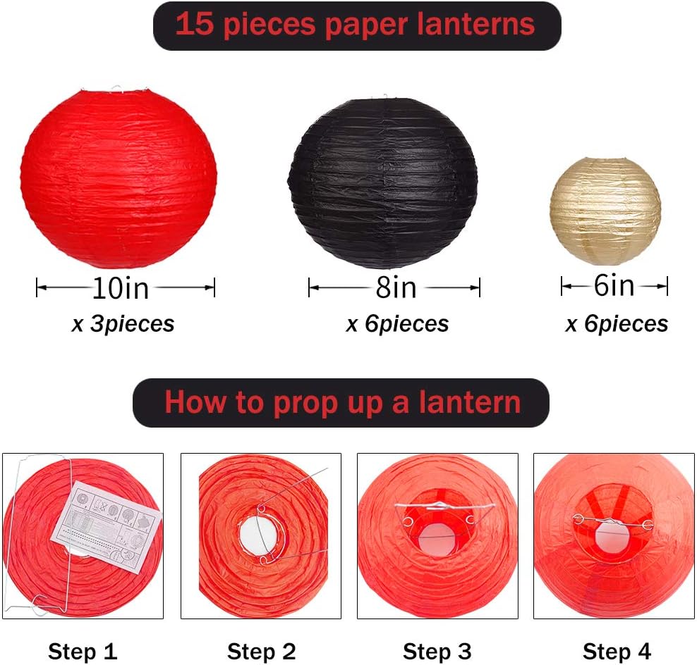Paper Lanterns Decorative, Round Hanging Paper Lanterns Decorations for Rustic Party Bridal Shower Wedding Sage Green Birthday Party Supplies Gold/Ivory/Sage Green 15pcs
