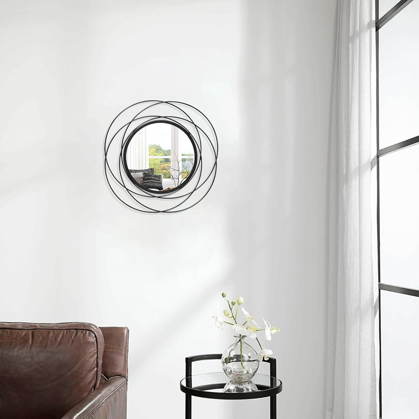 Gold Sunburst Mirrors for Wall Decorative Metal Round Art Mirrors Large Wall Decor Hanging Mirror for Bathroom Bedroom Living Room Vanity Entryway 16"