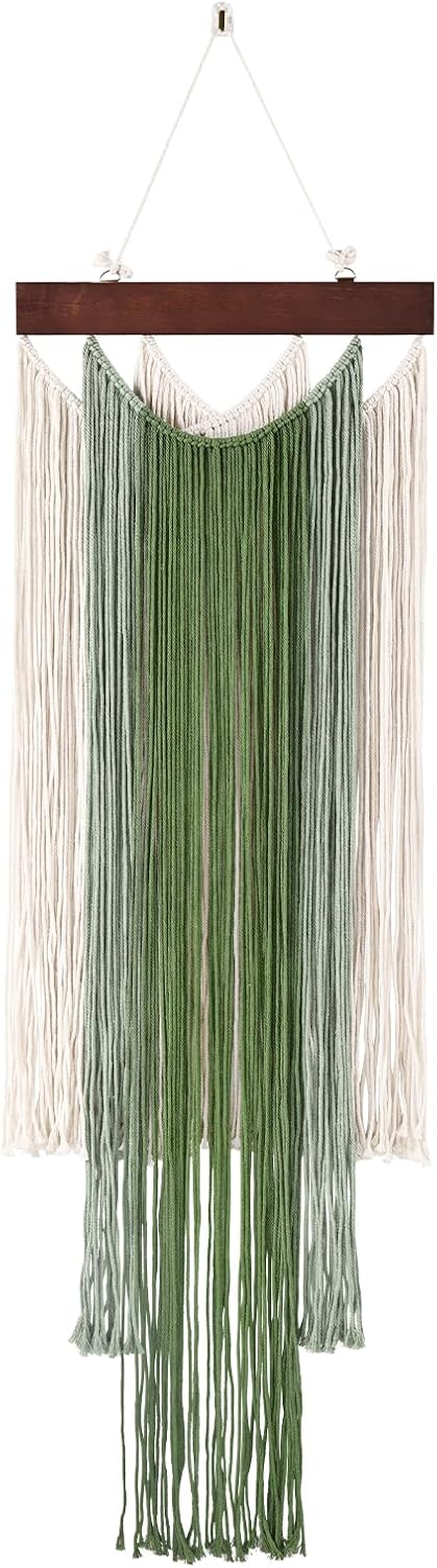 iHUFeather Macrame Wall Hanging Boho Wall Tapestry, Handmade Woven Wall Art for Living Room Bedroom Bohemian Home Decor 47.2" L x 15.7" W (Deep Red)