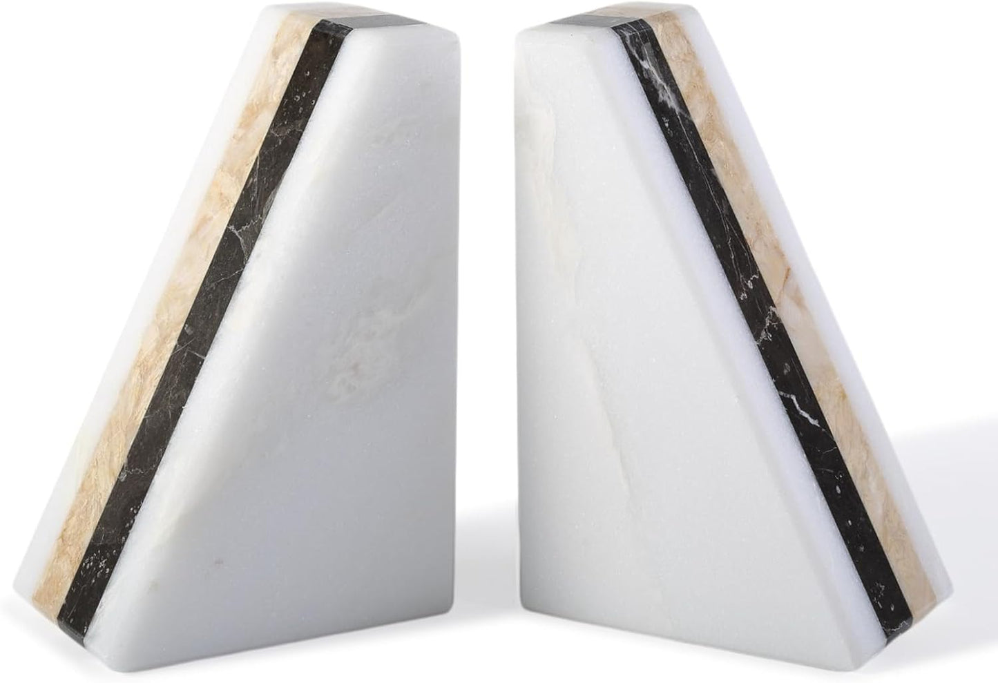 Karibiber Travertine Bookends for Heavy Books, Marble Decorative Bookends for Shelves, Heavy-Duty Stone Book Ends for Hardback Book & Cookbooks, Unique Book Stopper & Holder, Travertino Italy