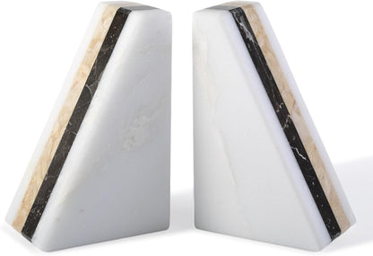 Karibiber Travertine Bookends for Heavy Books, Marble Decorative Bookends for Shelves, Heavy-Duty Stone Book Ends for Hardback Book & Cookbooks, Unique Book Stopper & Holder, Travertino Italy