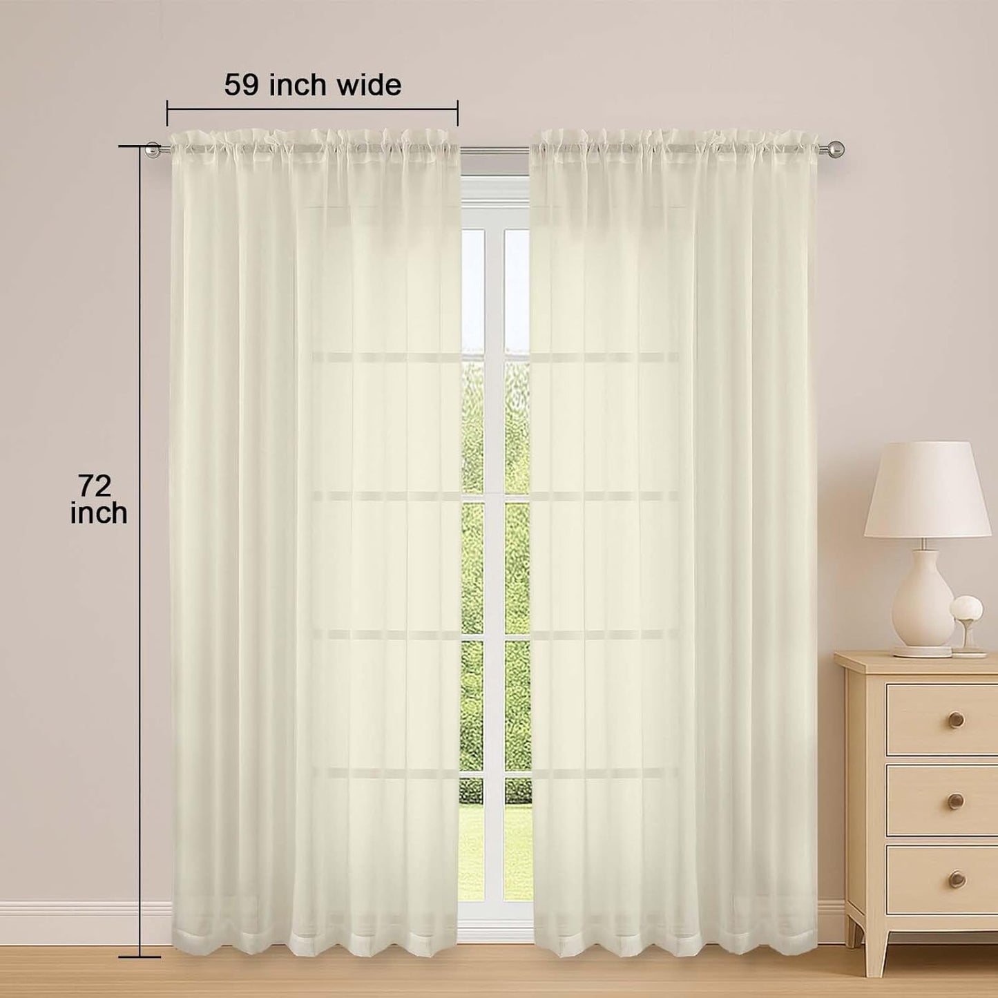OWENIE Sheer Curtains 84 inches Long 2 Panels Set for Living Room/Bedroom, Rod Pocket Voile Sheer Panel Drapes, White, 2pcs, Each 42" W x 84" L - Colors B