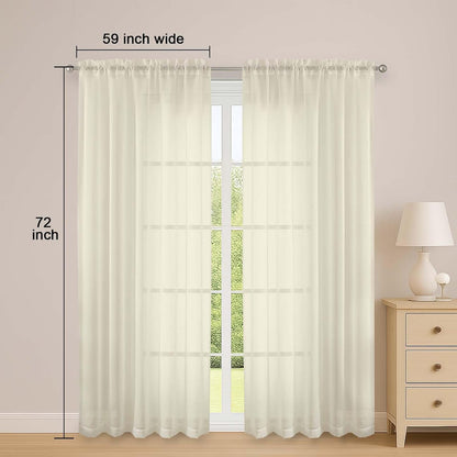 OWENIE Sheer Curtains 84 inches Long 2 Panels Set for Living Room/Bedroom, Rod Pocket Voile Sheer Panel Drapes, White, 2pcs, Each 42" W x 84" L - Colors B