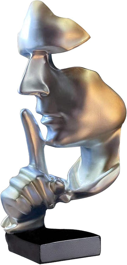 aboxoo Thinker Statue, Silence is Gold Abstract Art Figurine,Modern Home Resin Sculptures Decorative Objects,Table Top Decor for Livingroom Home Decor,Office Study Sculpture,Shh mask Statue(Gold)