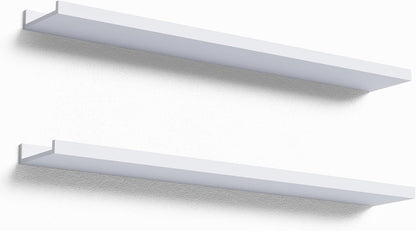 Boswillon Floating Shelves Wall Mounted Set of 2, Modern Black Wall Shelves for Storage with Lip, Display Picture Ledge Shelf for Wall Decor Bedroom Living Room Bathroom Kitchen