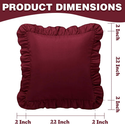 KKJIAF Ruffle Pillow Cases 26x26 Inches, White Square Ruffled Pillow Covers Set of 2, Microfiber Wrinkle Resistant Pillow Shams with Envelope Closure for Sofa Bed Living Room