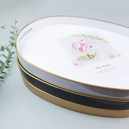 Green Decorative Tray with Handles, Versatile Serving Tray for Coffee Table, Ottoman, Ideal for Serving, Displaying, Organizing, 15.7"*10.2"*1.57"