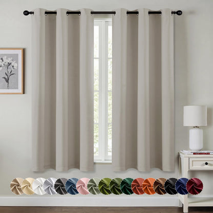 MIULEE Blackout Curtains for Bedroom Living Room 2 Panels, Thermal Insulated Room Darkening Drapes Grommet Noise Reducing Light Blocking Window Treatments 63 Inches Long 40x63 Inch Black - Colors B