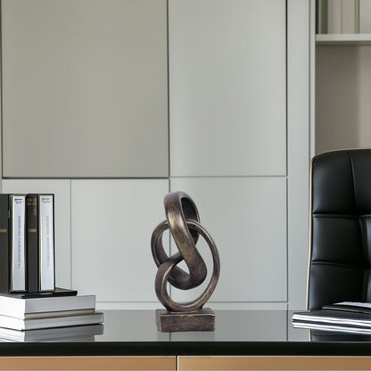 DOVDOV Abstract Black Knot Sculpture, Geometric Decor, Black Decorative Piece for Living Room Coffee Table or Bookshelf Top, Office Coffee Table or Entryway Console Decor.