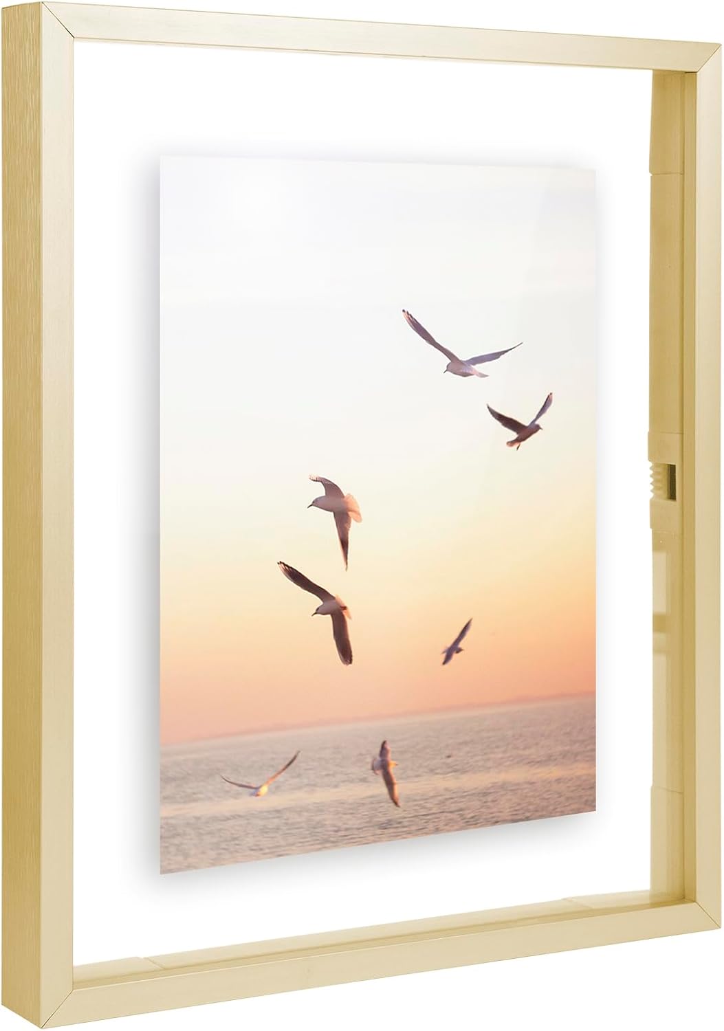 Frametory, Floating Picture Frame 12x16 - Black Aluminum Metal Photo Frame - Real Glass of Front - for Wall Mount Display