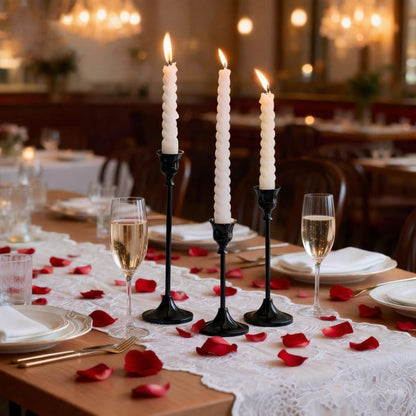 6Pcs Candlestick Holders,Brass Gold Metal Taper Candle Holder for Pillar Candles Sticks Holder for Wedding Fireplace Table Centerpiece Mantel Housewarming Gift