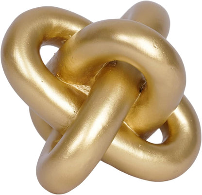 Modern Geometric Round Sculpture Gold Knot Statue Decor Tabletop Sculpture and Figurines Round Decorative Ornaments Knick Knacks Home Decor for Shelves Coffee Table Bookshelf Decoration Gifts