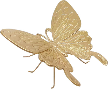 Gold Butterfly Sculpture Solid Metal Insect Ornament Mini Butterfly Figurine for Home Office Garden Desktop Decor