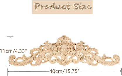 MUXSAM Long Wood Carved Appliques Onlays, 1-Pack Unpainted Decorative Corner Carving Decals Set for Wall Door Cabinet Mirror Closet Wardrobe Dresser Mantel Staircase DIY Project, 30x8cm/11.81"x3.15"