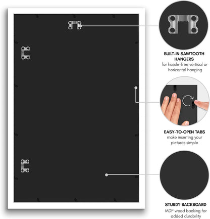 Americanflat 16x20 Picture Frame with Polished Plexiglass - Black Picture Frame - Wide Photo Frames Made of Engineered Wood for Vertical or Horizontal Wall Display - Epic Collection - Black - Colors C