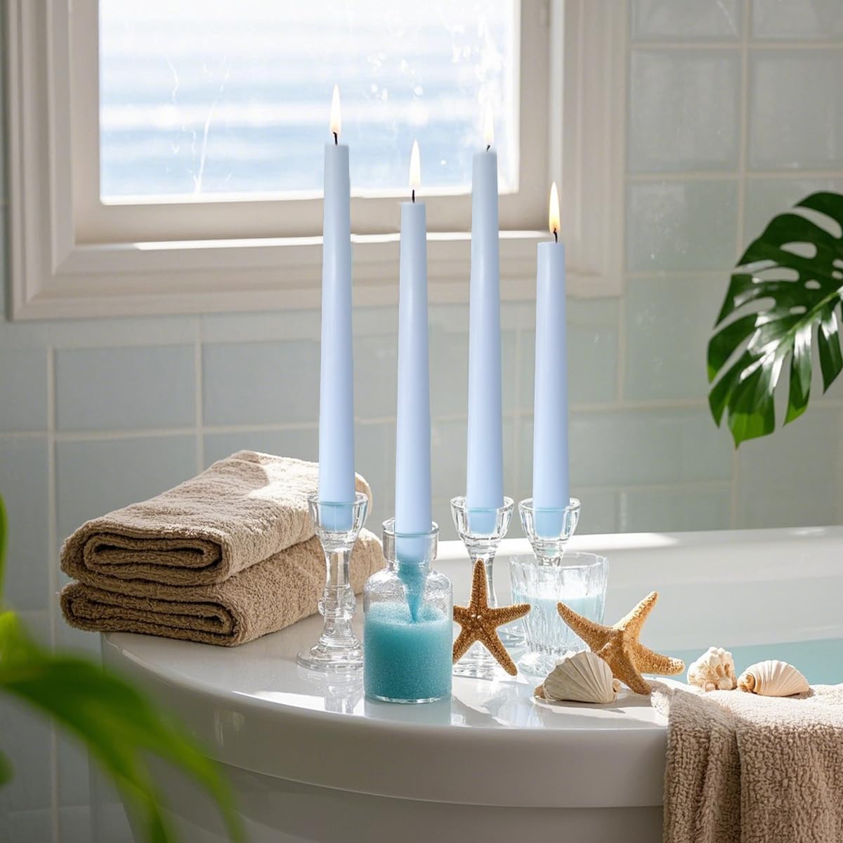 12-Pack Olive Green Taper Candles, 10 Inch Unscented Dripless Candlesticks, Long-Lasting Burn Time of 7-8 Hours, Perfect for Christmas Home Décor Spring and St. Patrick's Day