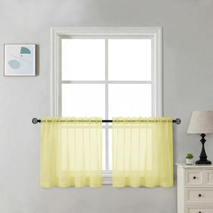 Chyhomenyc Sheer White Valances for Windows 2 Pack, Small Window Curtains for Living Room Bathroom Cafe Laundry Basement, Modern Top Dual Rod Pocket Voile Curtain, 42W x 14L inches, White - Colors A