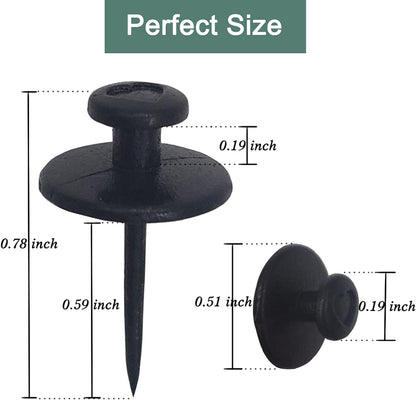 50 PCS Push Pins Picture Hangers Wall Hooks, Double Headed Thumb Tacks for Wall Hangings, Renter Friendly Decor Small Picture Frame Hangers for Drywall Cork Board Home Office Photo Decorations(Black)