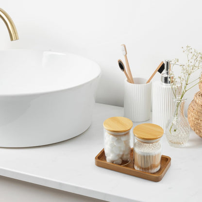 ALELION 11.7" Bathroom Vanity Tray for Counter - Acacia Wood Decorative Tray for Toilet Tank Makeup Perfume Jewelry Catchall Coffee Table - Wooden Kitchen Countertop Organizer for Soap Dispenser