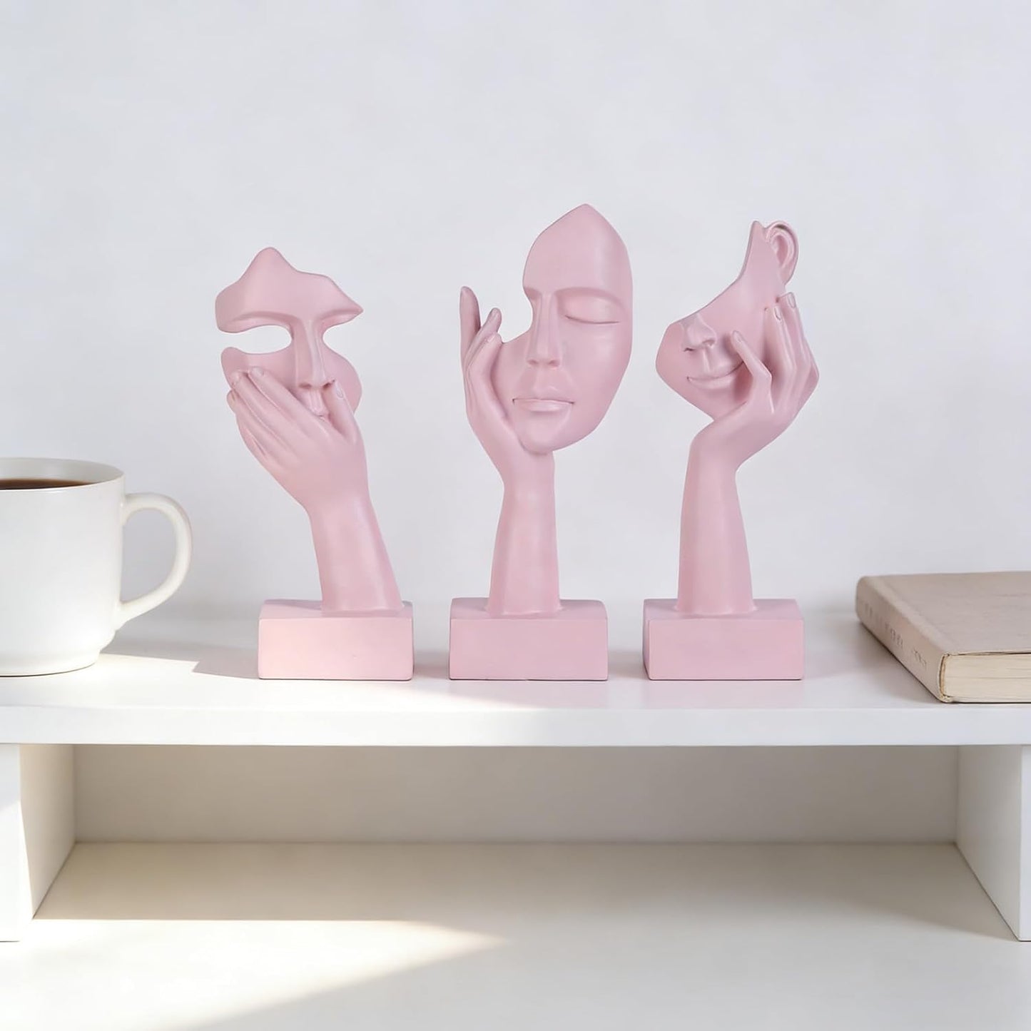 3 Pcs Thinker Small Statue Set - Black Gold Home Decor Abstract Art Figurines for Shelves, Living Room Coffee Table, Office Desktop (3 Pcs Gold, 6")
