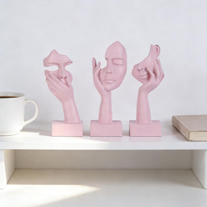 3 Pcs Thinker Small Statue Set - Black Gold Home Decor Abstract Art Figurines for Shelves, Living Room Coffee Table, Office Desktop (3 Pcs Gold, 6")