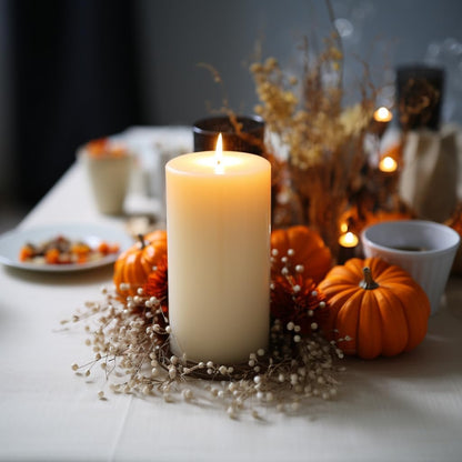 Unscented Ivory Pillar Candles Set of 6-2.8x4 inch - Dripless and Smokeless Large Pillar Candles, 50-Hours Long Burning Time Paraffin Candle for Dinner Table, Christmas and Home Decor