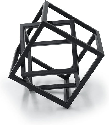 DreamsEden Small Geometric Sculpture, Metal Cube Decorative Ornaments Modern Home Decor Accent