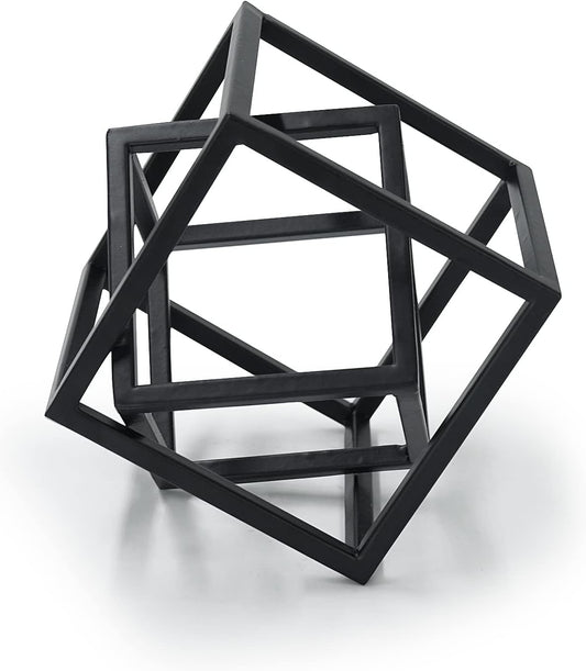 DreamsEden Small Geometric Sculpture, Metal Cube Decorative Ornaments Modern Home Decor Accent