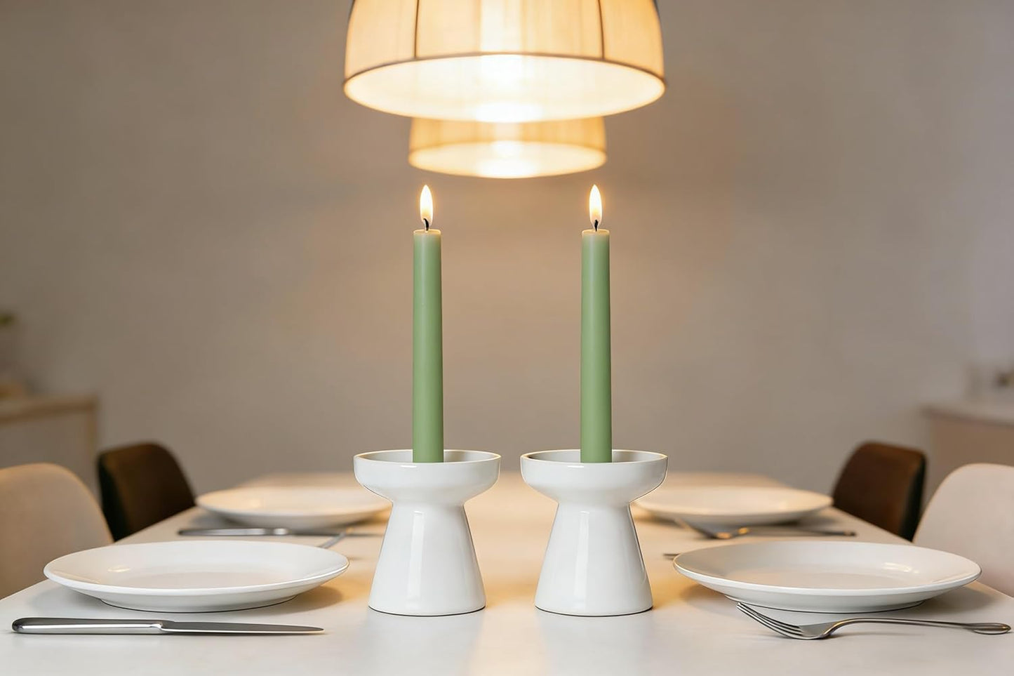 12-Pack Olive Green Taper Candles, 10 Inch Unscented Dripless Candlesticks, Long-Lasting Burn Time of 7-8 Hours, Perfect for Christmas Home Décor Spring and St. Patrick's Day