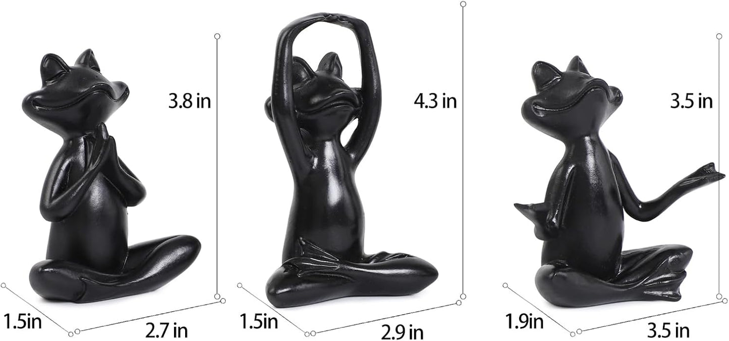 Suoedd Gold Frog Figurines Yoga Decor 3.7In Set of 3 –Frog Yoga Statues for Modern Living Room Desk Table Home Office Bookshelf Shelves Sculptures Decor,Gifts for Mom Women