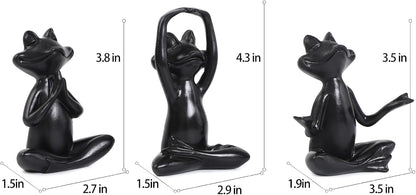 Suoedd Gold Frog Figurines Yoga Decor 3.7In Set of 3 –Frog Yoga Statues for Modern Living Room Desk Table Home Office Bookshelf Shelves Sculptures Decor,Gifts for Mom Women