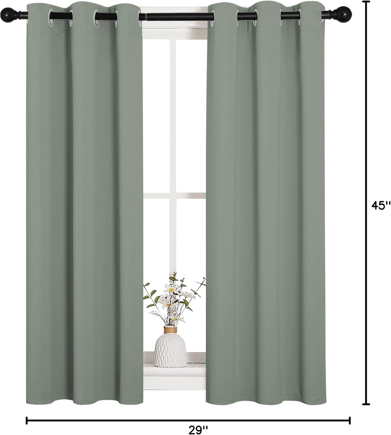 NICETOWN Halloween Pitch Black Solid Thermal Insulated Grommet Blackout Curtains/Drapes for Bedroom Window (2 Panels, 42 inches Wide by 63 inches Long, Black) - Colors B