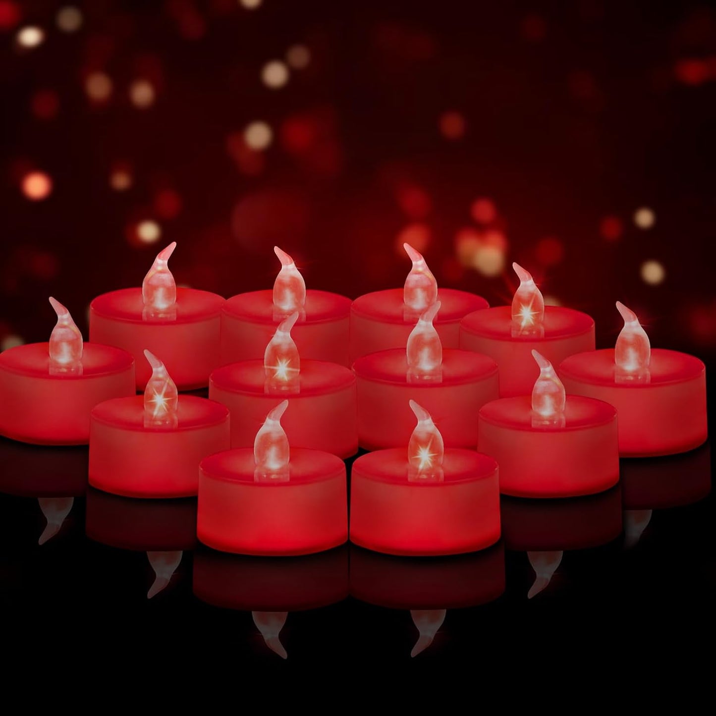 LED Tea Lights - 12 Pack Flameless Battery Operated Candles, 200+ Hours Flickering Warm White, Realistic Fake Tealights for Weddings, Home Decor, Parties, and Sweetest Day