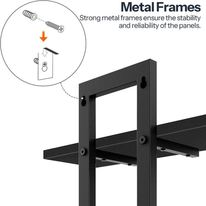 HOOBRO Floating Shelves, 15 Inch Wall Shelf Set of 2, Wall Mounted Storage Shelves 2-Tier, Hanging Bathroom Shelves, for Living Room, Bedroom, Bathroom, Kitchen, Rustic Brown and Black BF32BJ01G1