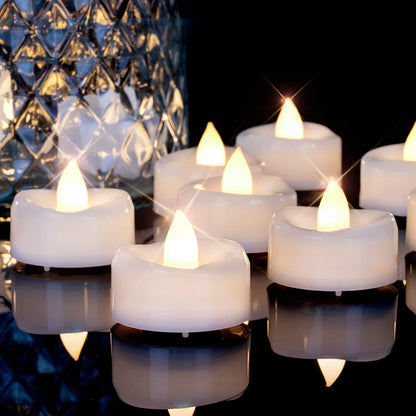 merrynights LED Candles, Tea Lights Candles Battery Operated Bulk, 50-Pack Long-Lasting 200 Hours Flameless Tealight Candles, Realistic Tea Lights for Christmas Halloween Wedding, 1.5'' D X 1.25'' H