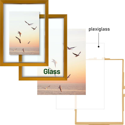 Frametory, Floating Picture Frame 12x16 - Black Aluminum Metal Photo Frame - Real Glass of Front - for Wall Mount Display