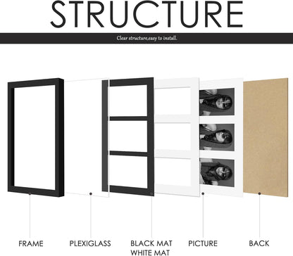 DUENPY 14x26 Collage Picture Frame 4x6 Collage Picture Frame Displays Twelve 4x6 inch Photos Available Horizontal Wall Mounting Display and Vertical Black - Colors A
