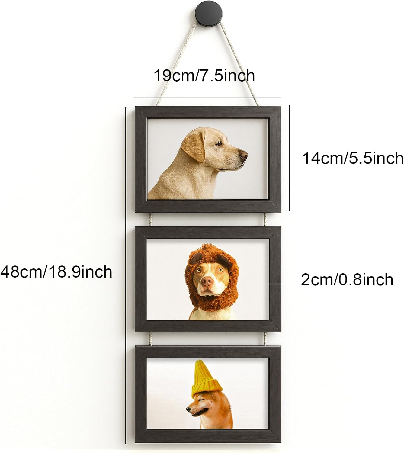 WARM&LOVE 6 Picture Frame, 4x6 & 4x4 Six Folding Hinged Photo Frames, Rustic Wood Desk Family Photo Collage Stand Vertical on Tabletop for Birthday Family Lover Gift (Black)