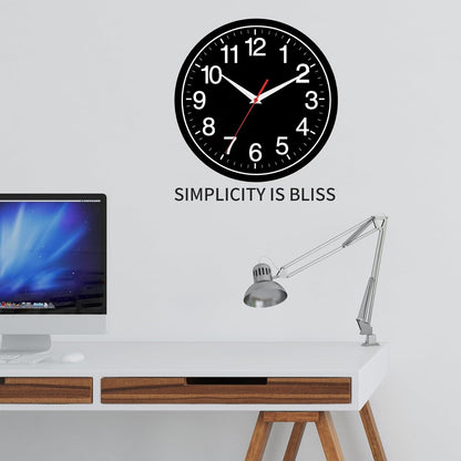 Rohioue Wall Clock Modern 8 Inch Battery Operated Silent Non Ticking Small Analog Clock for Living Room Office Home Bedroom Kitchen Bathroom(Black)