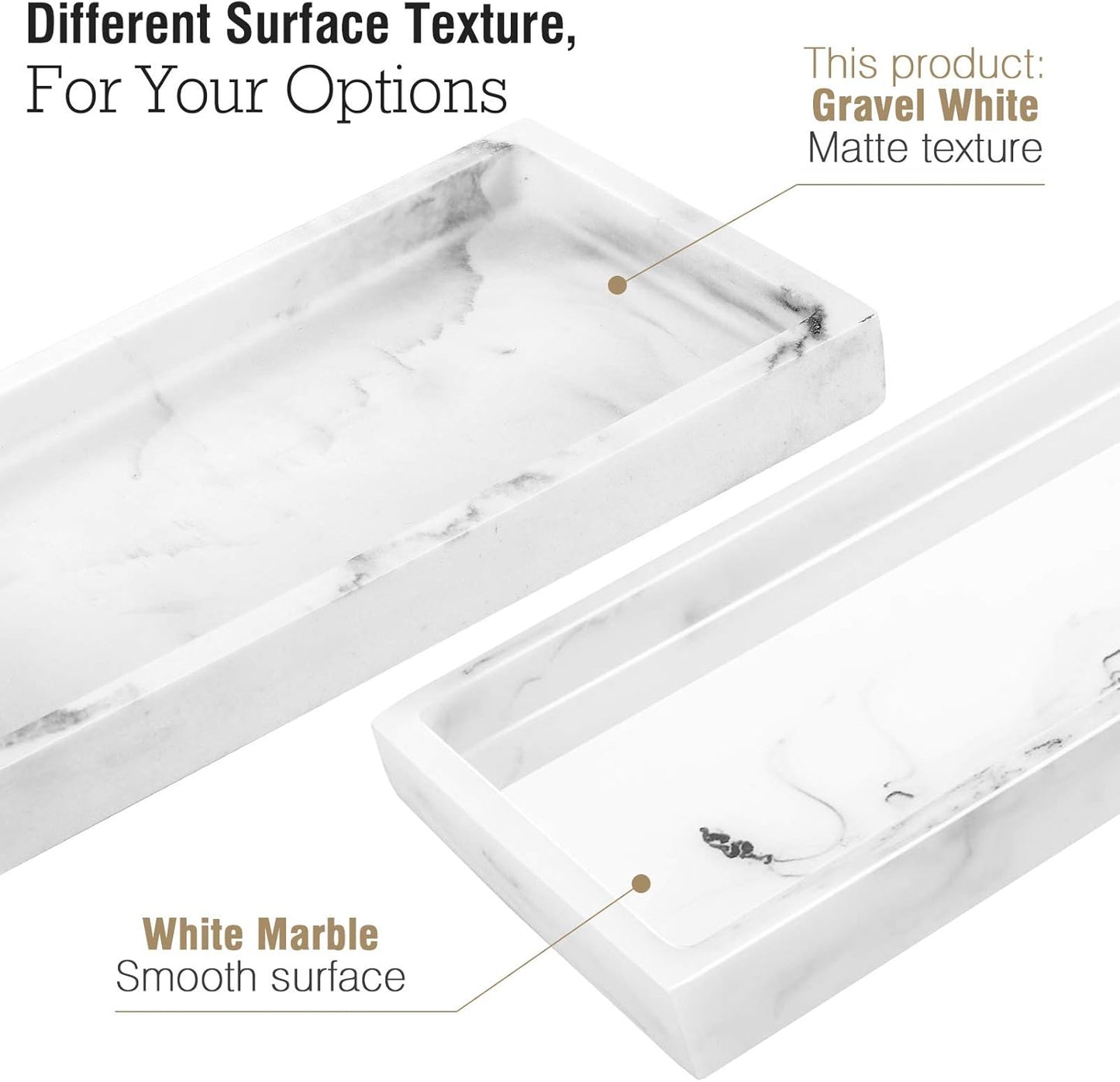 Luxspire Bathroom Vanity Tray, 8 x 4 inch Resin Kitchen Sink Tray for Soap Dispenser Bathroom Countertop Organizer Plate Holder for Perfume Soap Towel Bathroom Accessories, Mini, White Marble