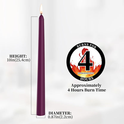 KONNI 0.87×10 Inch Ivory Taper Candles, Unscented and Smokeless Tall Candlesticks, 10 Pack Tapered Candles with Cotton Wicks, Long Burning, Ideal for Weddings, Dinner Parties, and Home Décor