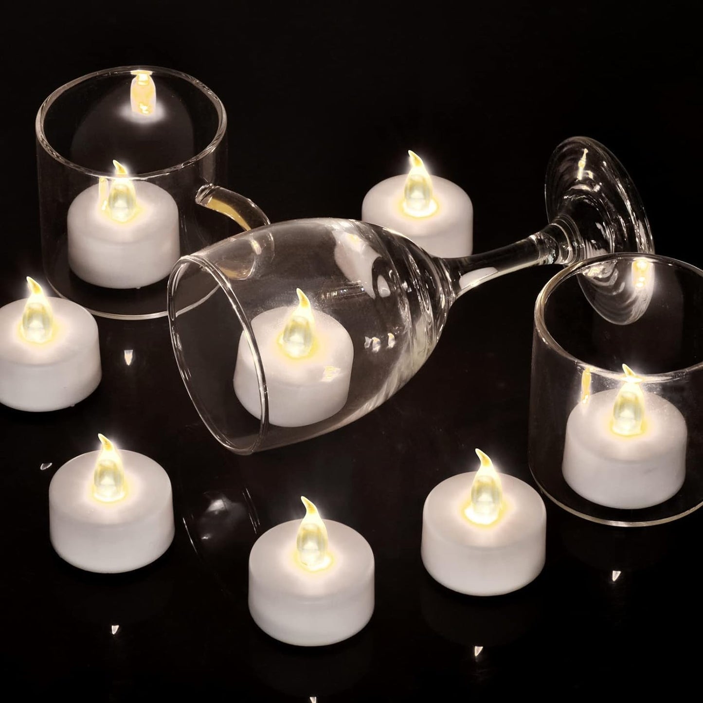 Battery Operated LED Tea Lights: 24PACK Flameless Votive Candles Lamp Realistic and Bright Flickering Holiday Gift Long Lasting 200Hours for Seasonal & Festival Celebration Warm White