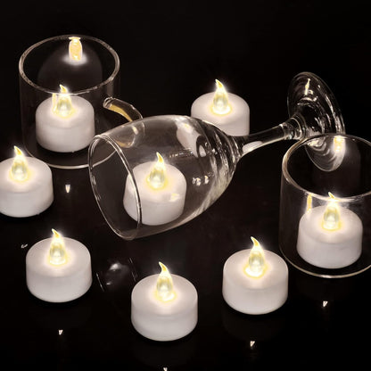 Battery Operated LED Tea Lights: 24PACK Flameless Votive Candles Lamp Realistic and Bright Flickering Holiday Gift Long Lasting 200Hours for Seasonal & Festival Celebration Warm White