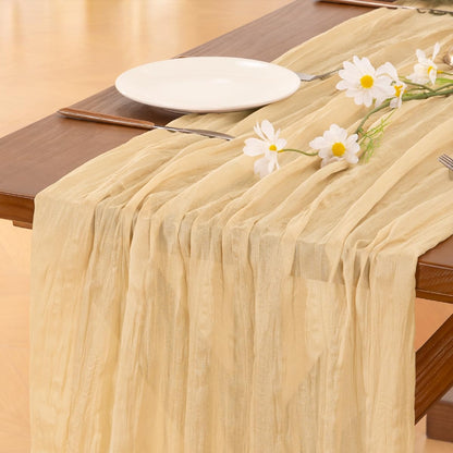 Socomi 3pcs Sage Green Cheesecloth Table Runner Summer Boho Rustic Gauze 120 inch 10FT Cheese Cloth Sheer Runner for Wedding Party Baby Shower Home Decor Holiday Decorations