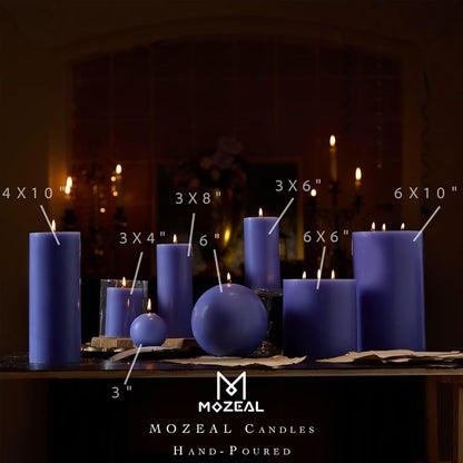 MOZEAL 3" x 4" Hand-Poured Unscented Candle,Dripless Pillar Candle Set of 3,Long Clean Burning,Approx 72 Hours Burn Time,Rustic Country Style,Wedding,Dinner,Christmas and Home Decor,White