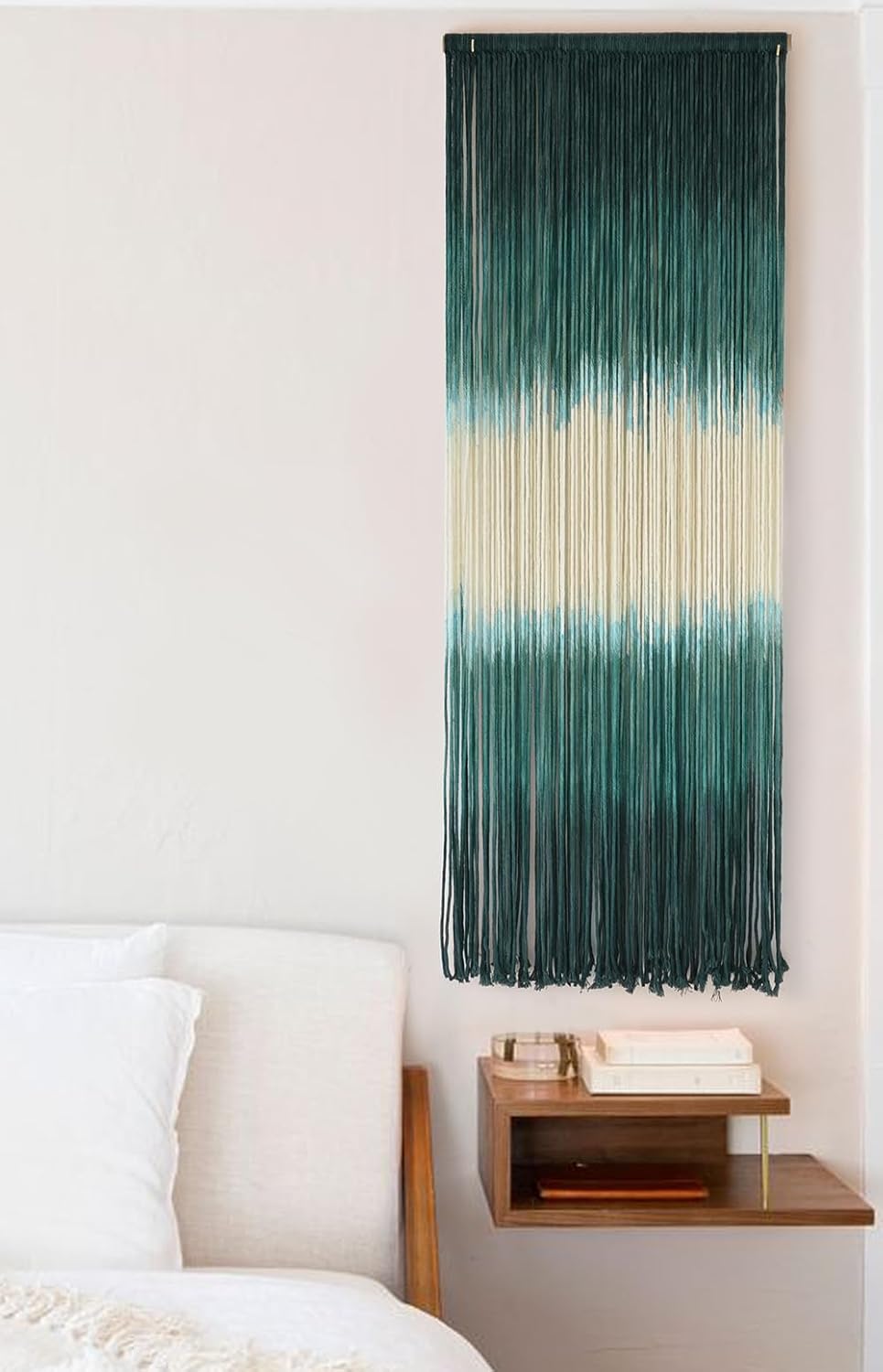 Flber 2 Pcs Macrame Wall Hanging Boho Wall Decor Handmade Macrame Art Tapestry Wedding Macrame Backdrop 13.7" W x 51" L For Living room Bedroom Headboard Decor