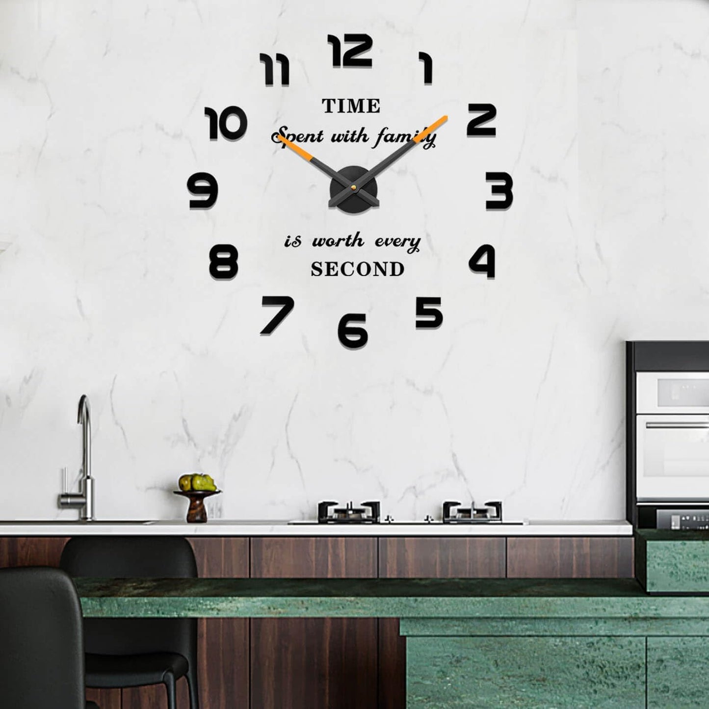 VANGOLD Large Wall Clocks for Living Room Decor, Decorative Wall Clocks Battery Operated (Black Wall Decor)
