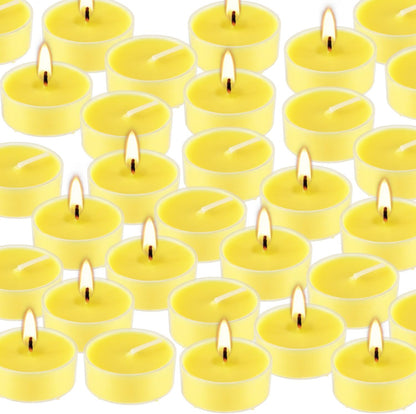 100 Pack Scented Tealight Candles - 4 Hours Burning Lemon Aromatherapy | Valentine's Day Romantic Dinner & New Year Home Decor, Yellow Votive Candles for Wedding, Holiday Gift & Emergency (Yellow)