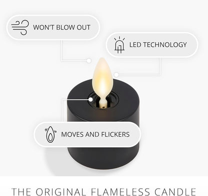 Luminara Flickering Flameless Pearl Ivory Tealights - Warm LED Light Flame Votives - Battery Operated Decor for Dining Room Table Centerpieces, Fireplace Mantel, Dinner Party, Reception - Set of 4